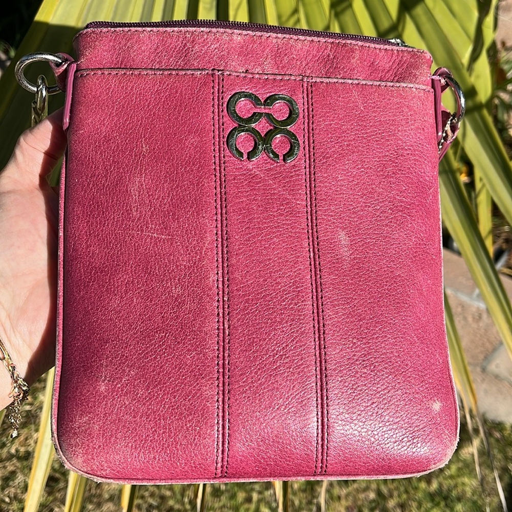 Coach Vintage Raspberry Leather Crossbody Purse Silver Details Cute Colorful - Picture 6 of 6
